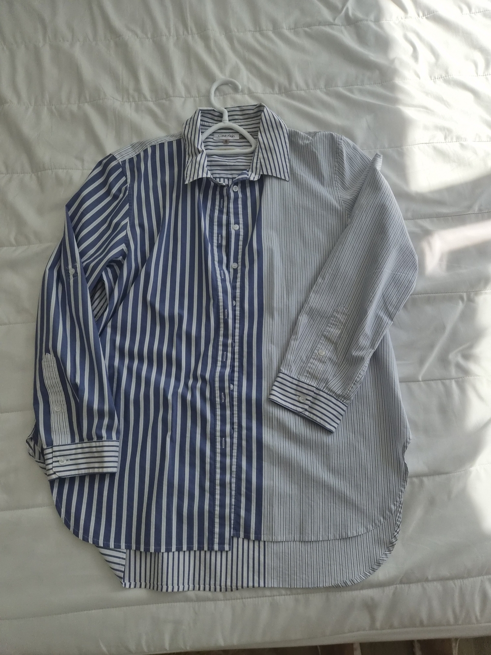 Calvin Klein Two-Tone Blue & White Striped Dress Shirt